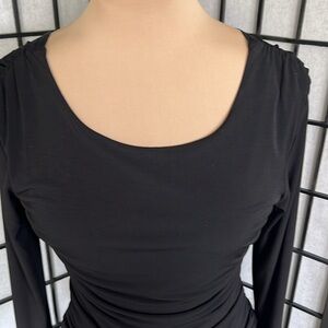 En Focus Studio Pullover Elegant Black Dress w/ Ruched Waist  6